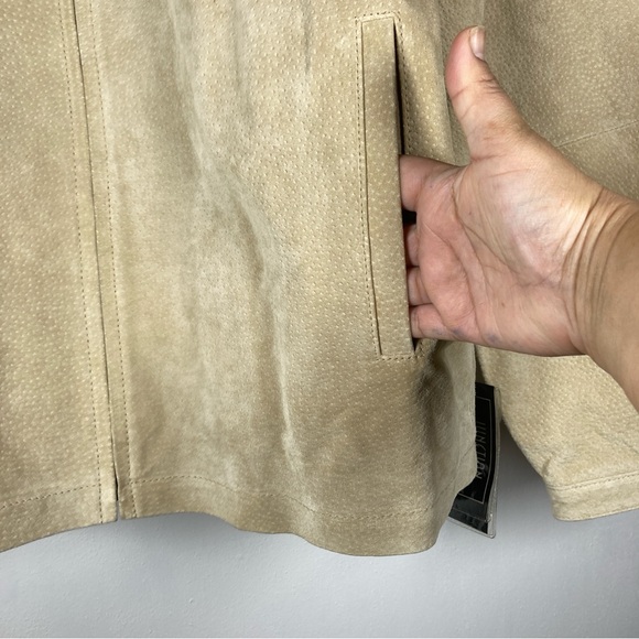 Junction West Leather Jacket Men's Beige Size M - Picture 5 of 16